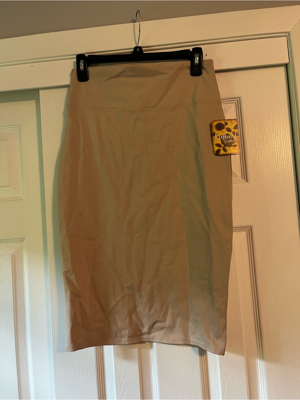 Hybrid & company Tan High-Waist Stretch Knit Pencil Skirt